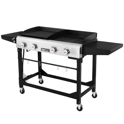 4 - Burner Gas Grill and Griddle Combo with Side Table