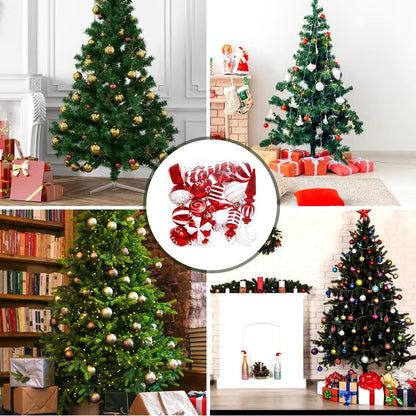 Candy Christmas Tree Ornaments Candy Canes Ball Pendants 24Pcs Shatterproof Aesthetic Vibrant Tree Christmas Tree Ball Ornaments