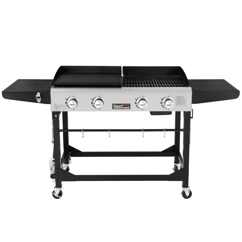 4 - Burner Gas Grill and Griddle Combo with Side Table