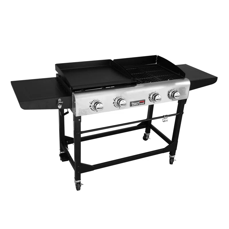 4 - Burner Gas Grill and Griddle Combo with Side Table