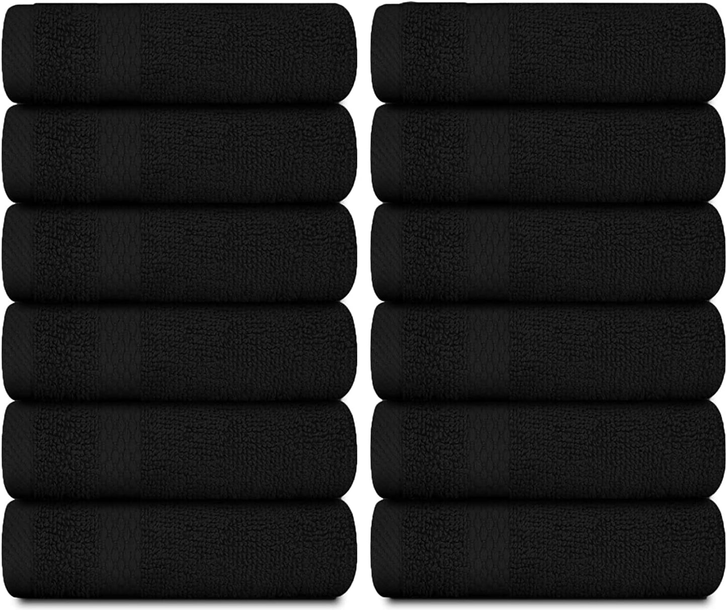 Luxury Cotton Washcloths - Makeup Removal Face Towel Set | 12 Pack | Black